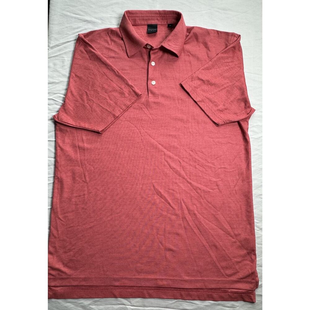 DUNNING GOLF Polo Shirt Mens 2XL XXL Red Coral Heathered Performance Stretch - Picture 3 of 6